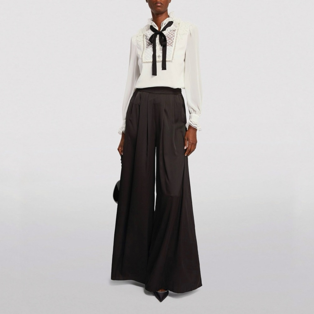 SELF-PORTRAIT WHITE SEQUIN RUFFLE FRILL COLLAR NECK BOW SHEER LONG SLEEVE TOP - Picture 15 of 16